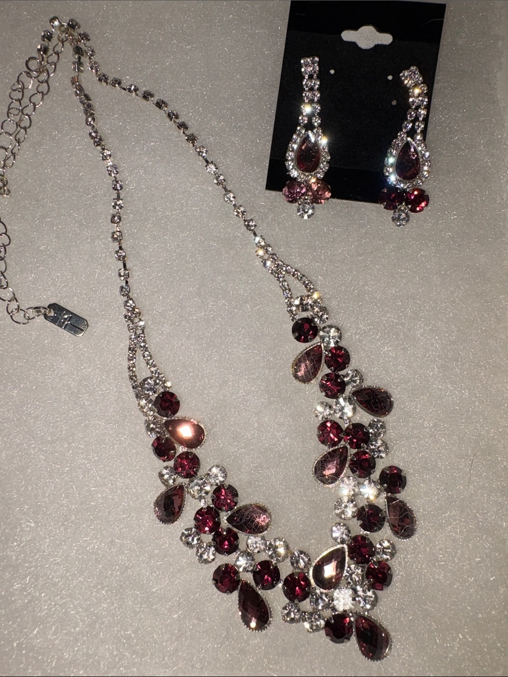Elegant Amethyst Crystal Necklace & Earring Set